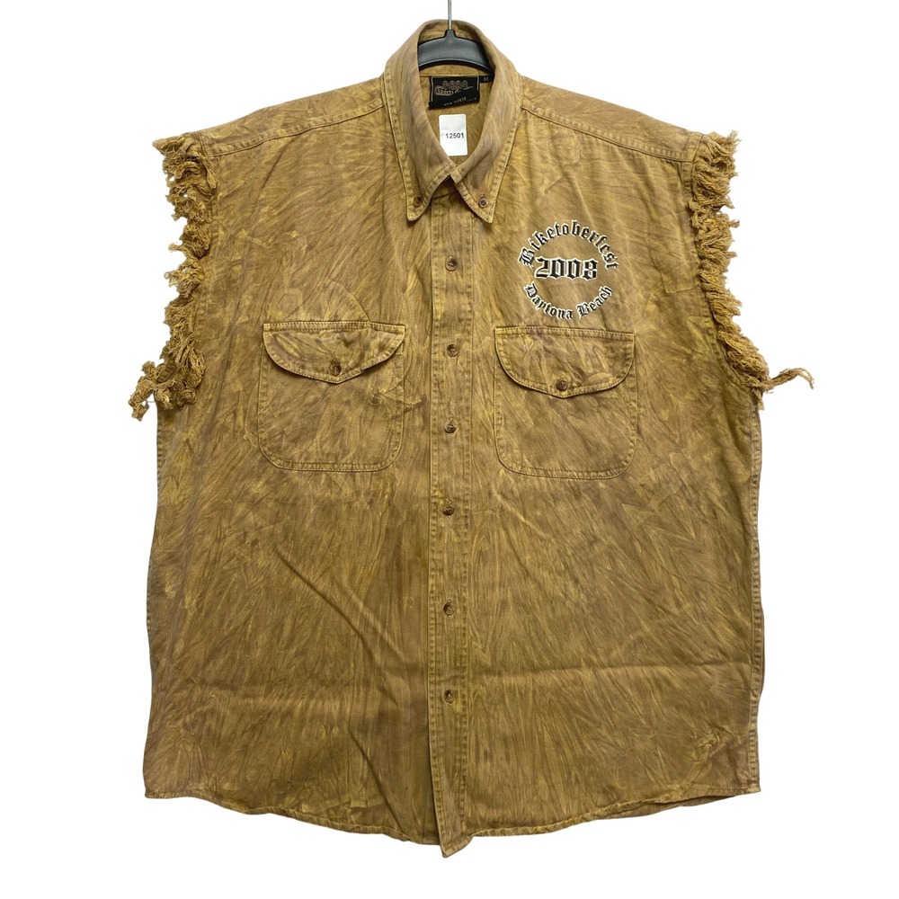 Sports Gallery Shirt Mens M Tan Biketoberfest 2008 Daytona Beach Button Down